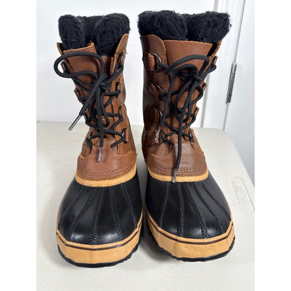 Sorel 1964 Pac T Mens Waterproof Winter Snow Boots Brown Black Leather men Sz 10